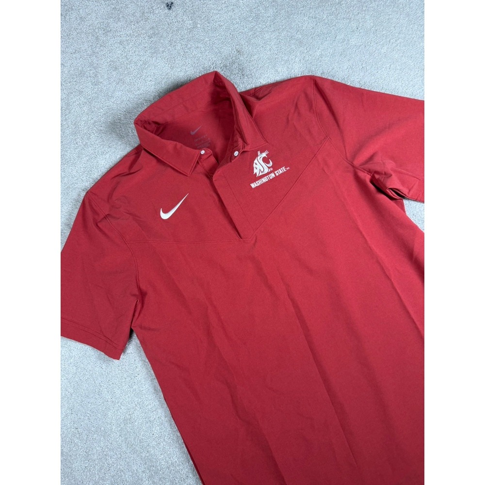Nike Snap Polo Men M Red Washington State Cougars Dri-FIT On-Field NCAA Golf